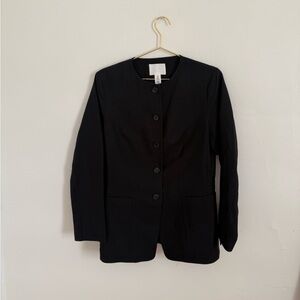 Linen blend collarless blazer